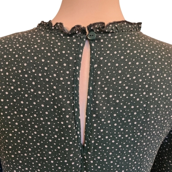 ANTHROPOLOGIE MAEVE ESTHER TIERED TUNIC/DRESS GREEN/WHITE POLKA DOT SIZE MEDIUM - Picture 7 of 13